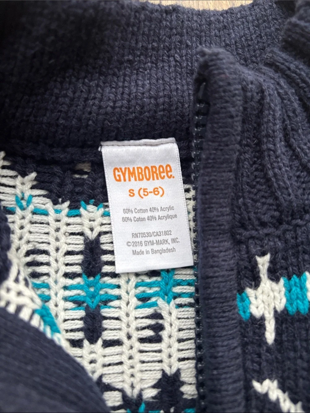 Gymboree Blue White Nordic Fair Isle Pullover Quarter Zip Winter Cozy Sweater